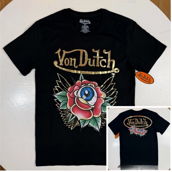 Von Dutch Big Iconic Eye Logo Graphic T Shirt Men's Size Large - Picture 1 of 10